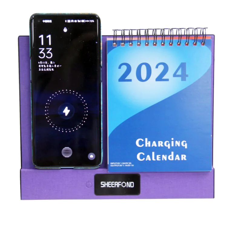 Hot selling multi-function desk calendar Promotion custom creative desktop calendars with wireless charging  calendar