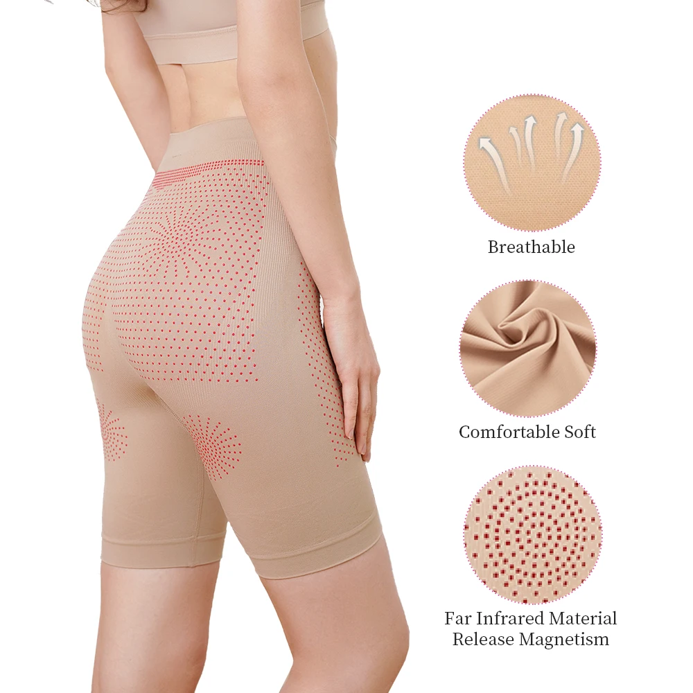 S-SHAPER женщины плюс размер Корректирующие шорты с высокой талией которая контролирует живот сжигания жира до середины бедра трусики излучение в дальнем инфракрасном диапазоне Body Shaper брюки