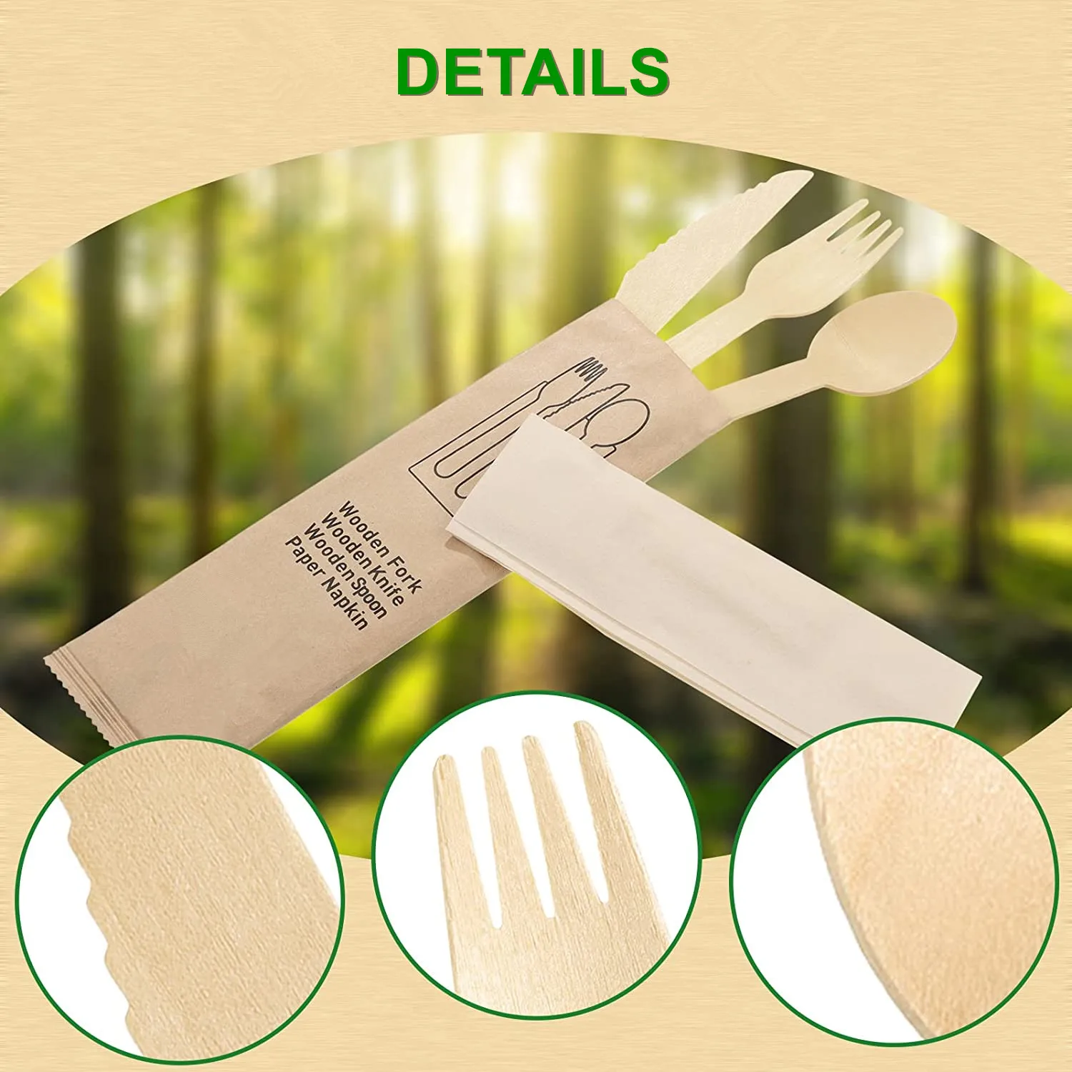 Wholesale Biodegradable Wooden Fork Disposable Birch Wood Utensil Fork Eco-friendly Wooden Cutlery Set Fork