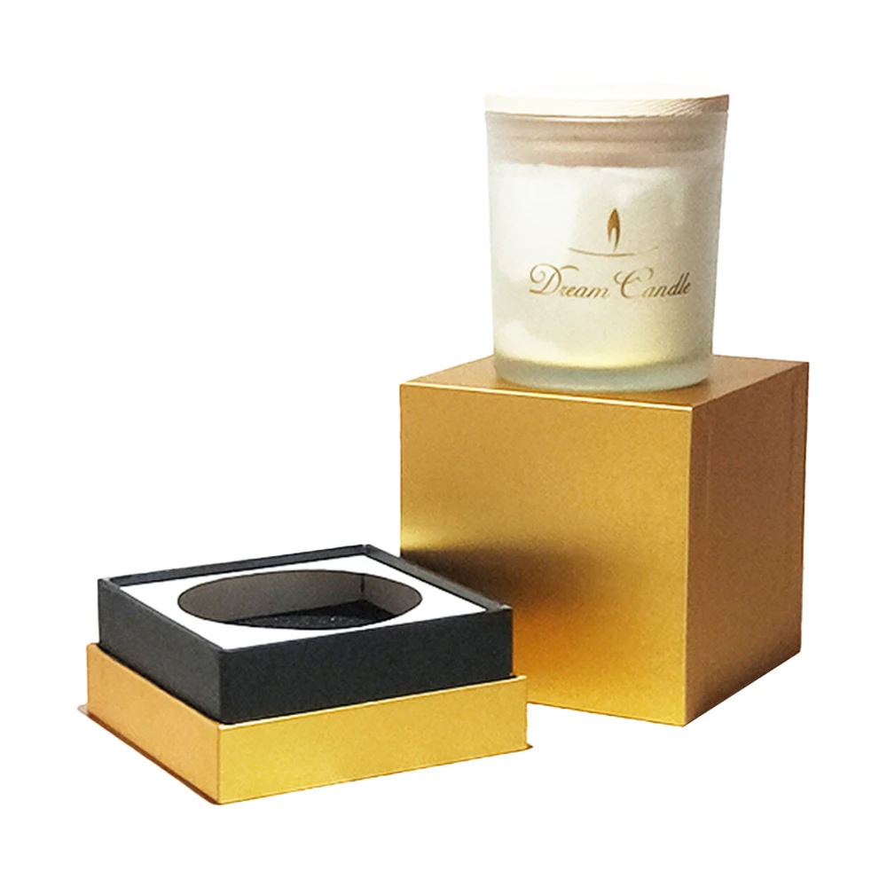 Custom Gold Foil Rigid Logo Black Luxury Candle Jewelry Perfume Bottle Essential Oil Packaging Box Gift Box with Inner Tray