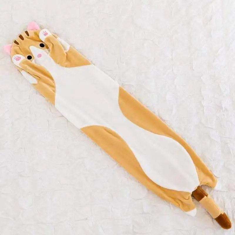 Factory Wholesale Custom OEM Long Cat Pillow Unstuffed Plush Skin Cover Soft Animal