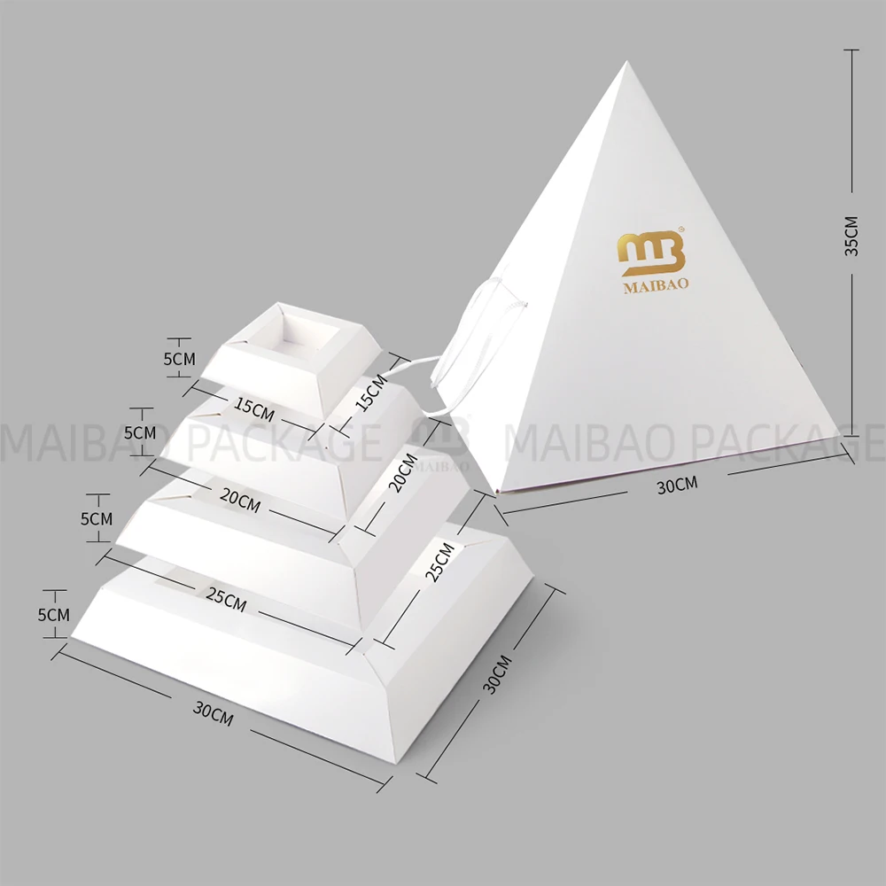 custom food grade Paper Catering Packaging Platter With Dividers Lid stored cake bread dessert takeout pyramidal grazing box