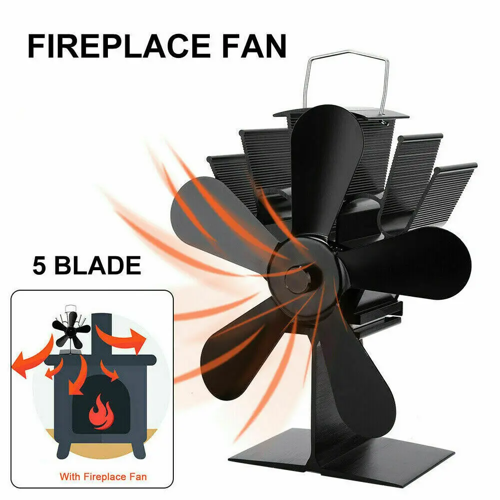 Dropshipping from Australia Warehouse within 24 Hours,Aluminum 5 Blade Leaf Heat Powered Stove Fireplace Fan
