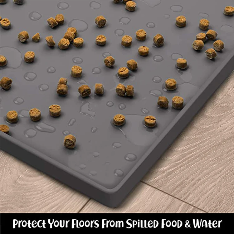 Nonslip Pet Food Mat Washable Silicone Dog Bowl Mat Waterproof Dog Food Mats for Floors
