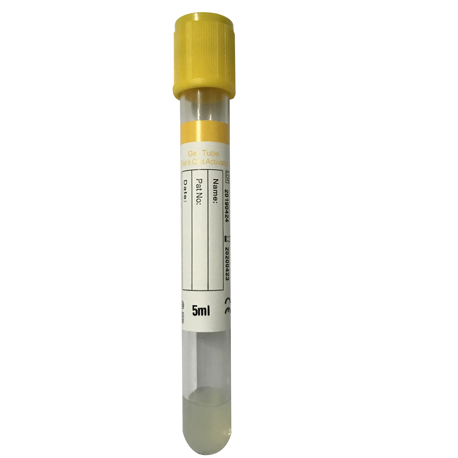 Hot sale 4ml 5ml 6ml yellow glass plastic pet Gel&Clot Activator Tube  blood test collection tubes