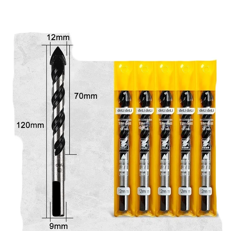 High quality Deli DH-CZZ005-SD5 tile punching drill bit glass overlord triangle hand drill cement drill 6mm tile woodworking opening