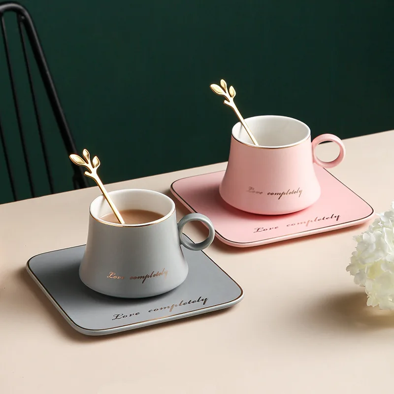 Wholesale Customized Home European Square Coffee Cup Set Bone China Porcelain Tea Cup and Saucers Set
