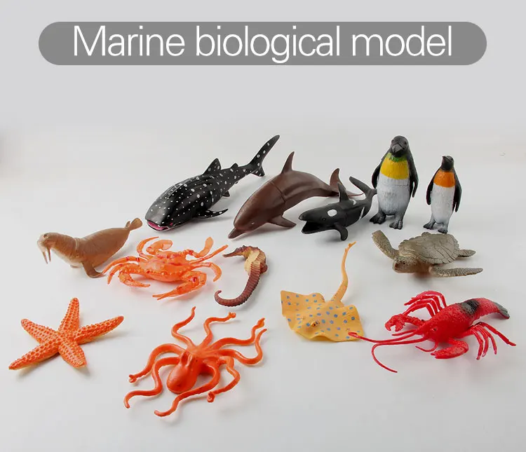 Animal Model Toys Marine Life Figure Set Educational Toy for Kids Sharks Whales Turtle Penguins