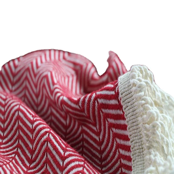 Beautiful Hand Woven Trendy Round Beach Towel For 2022 Damla Round  Beach Towel Red Color with tassels