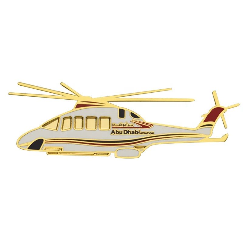 Заводская изготовленная на заказ позолоченная булавка лацкан вертолета логотип в форме твердая эмаль значки авиакомпании