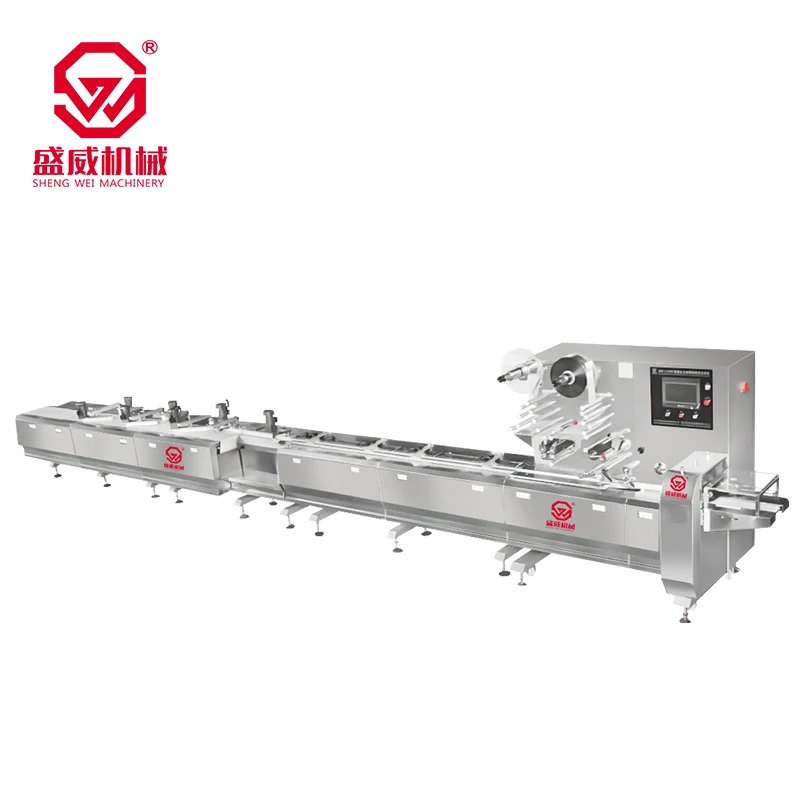 Shengwei Machinery Fully Automatic Tidying Feeding Donut Sandwich Pasta Sweets Cookis Cheese Sugar Chocolate Packing Machine