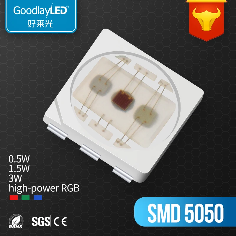 5050 SMD LED Three Foot Soldering RGB0.5W 1.5W 3W Color LED SMD 5050 Chip For String Light