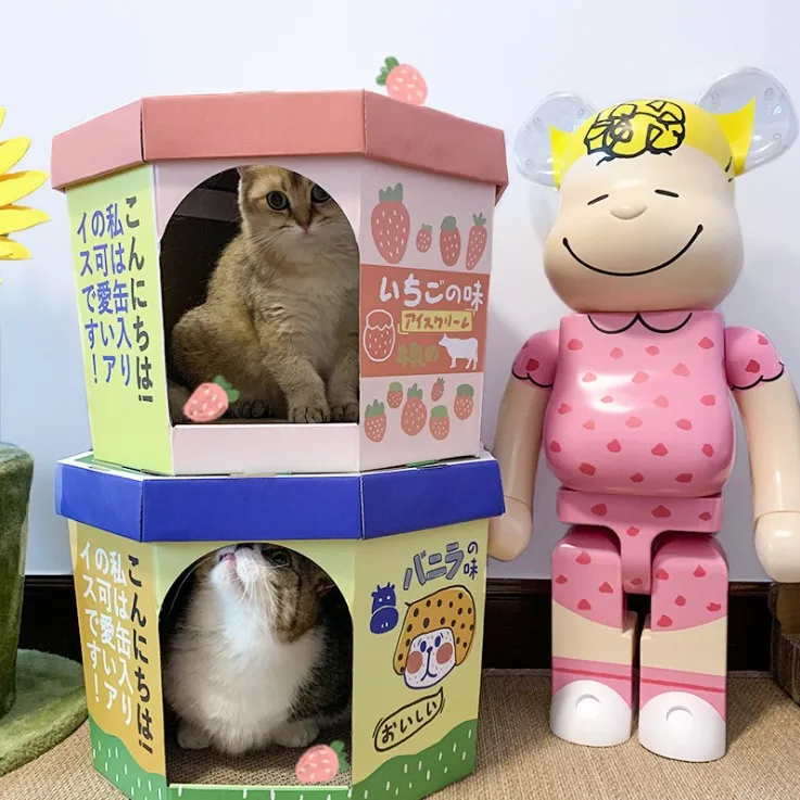 Ice-cream Box Design Cat Scratcher Cardboard Cat House Unique Cat Scratcher