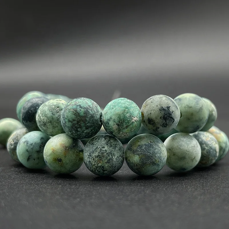 Gorgeous Matte Frosted African Turquoise for Jewelry Making African Turquoise Round Loose Gemstone Beads
