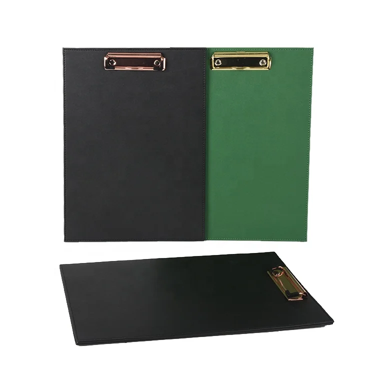 Custom printed clipboard Waterproof A4 size Menu Board PU Leather Clipboard with Gold Clip