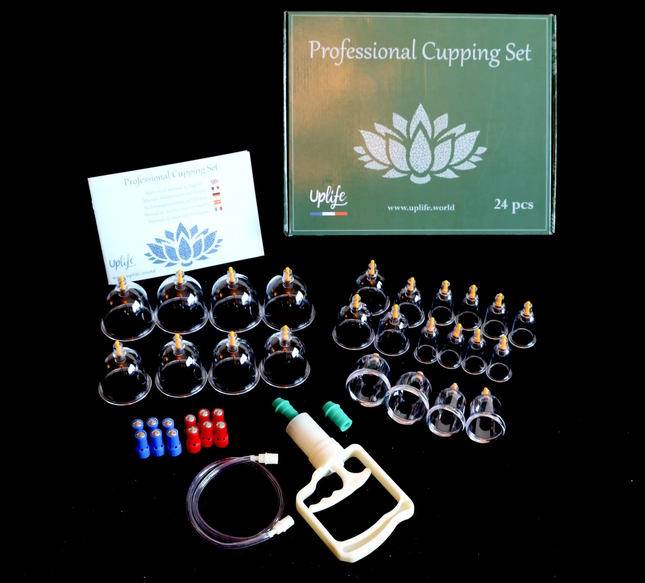 24  Pcs Chinese Cuppings set h Cupping Therapy Set Cups with Pump Hija ma Chinese Cupping Sets Vacuum