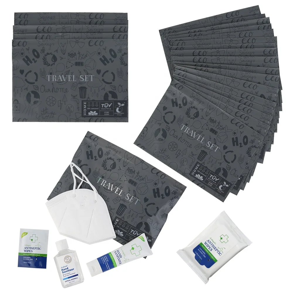Eco Friendly 100% Biodegradable Recyclable Certified Compostable PLA Packaging Bags of Travel Set