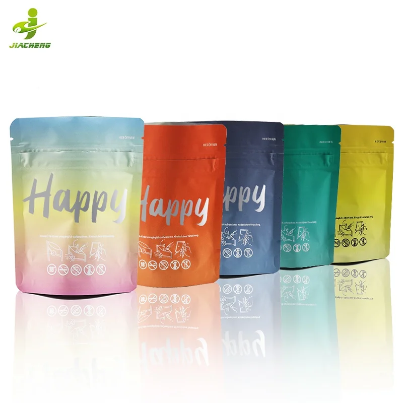 Plastic matte gradient soft touch 3.5g 4x5 edibles zipper stand up foil pouch mylar childproof zip lock packaging bag