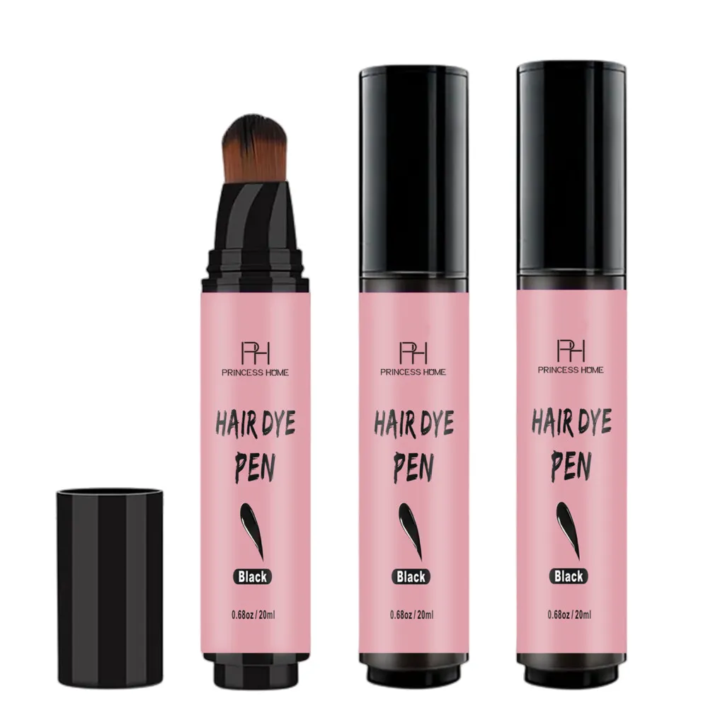 20ML Private Label  Lasting Hold Natural Herbal Vegan Hair Dye Color Pen Stick Powder Cover Gray Hair Dye pens