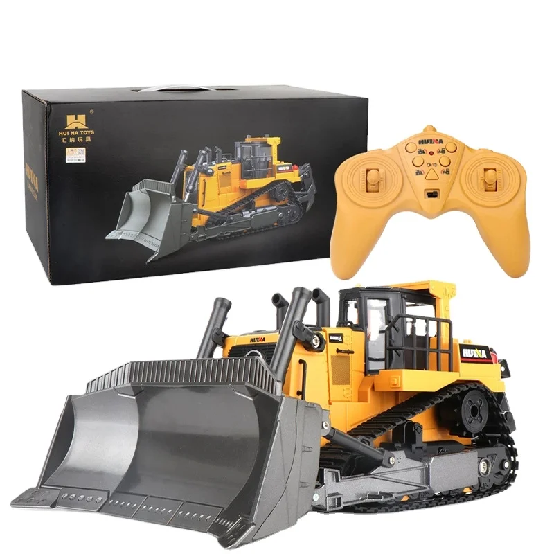 Huina 1569 1/16 8CH RC Alloy Heavy Bulldozer Remote Control Truck Hobby Engineering Vehicle RC Car Toys For Children Boys