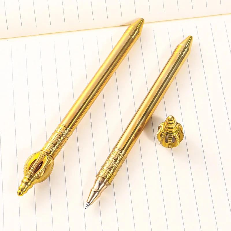 New Creative Magic Wand Wand Pure Copper Water-based Signature Pen Gift Temple Buddhist Scriptures Brass Pen