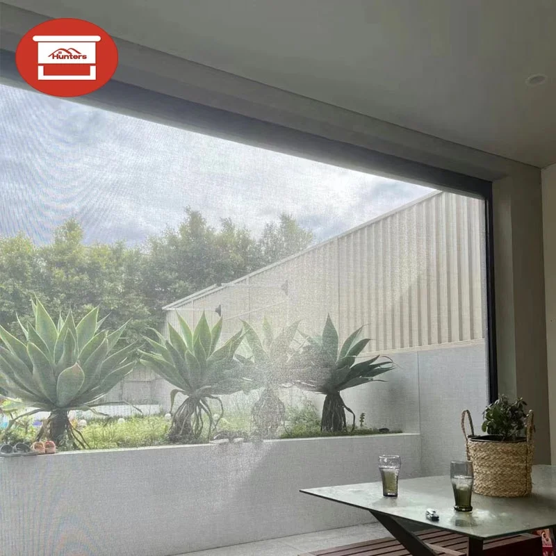 Roller Blinds Outdoor Aluminum Pergola Zip Screen Waterproof Patio Cover Motorized Zip Track Roller Blinds