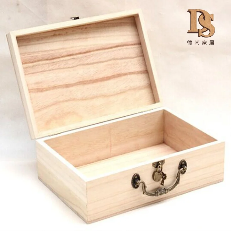 
Large Size Hinged Wooden Box Cheap Paulownia Food Cake Gift Packaging Storage Box with Custom Burned Logo 