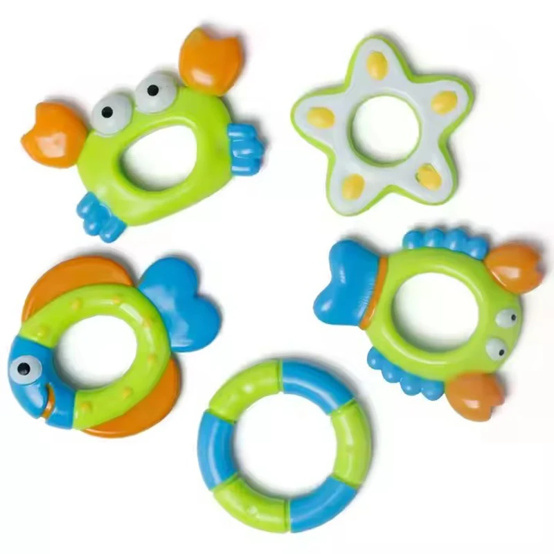 LK Toys Baby Bath Toys Octopus Bathing Toys Ring Purple Octopus 5 Hoopla Rings Develop Children Hand-eye Coordination