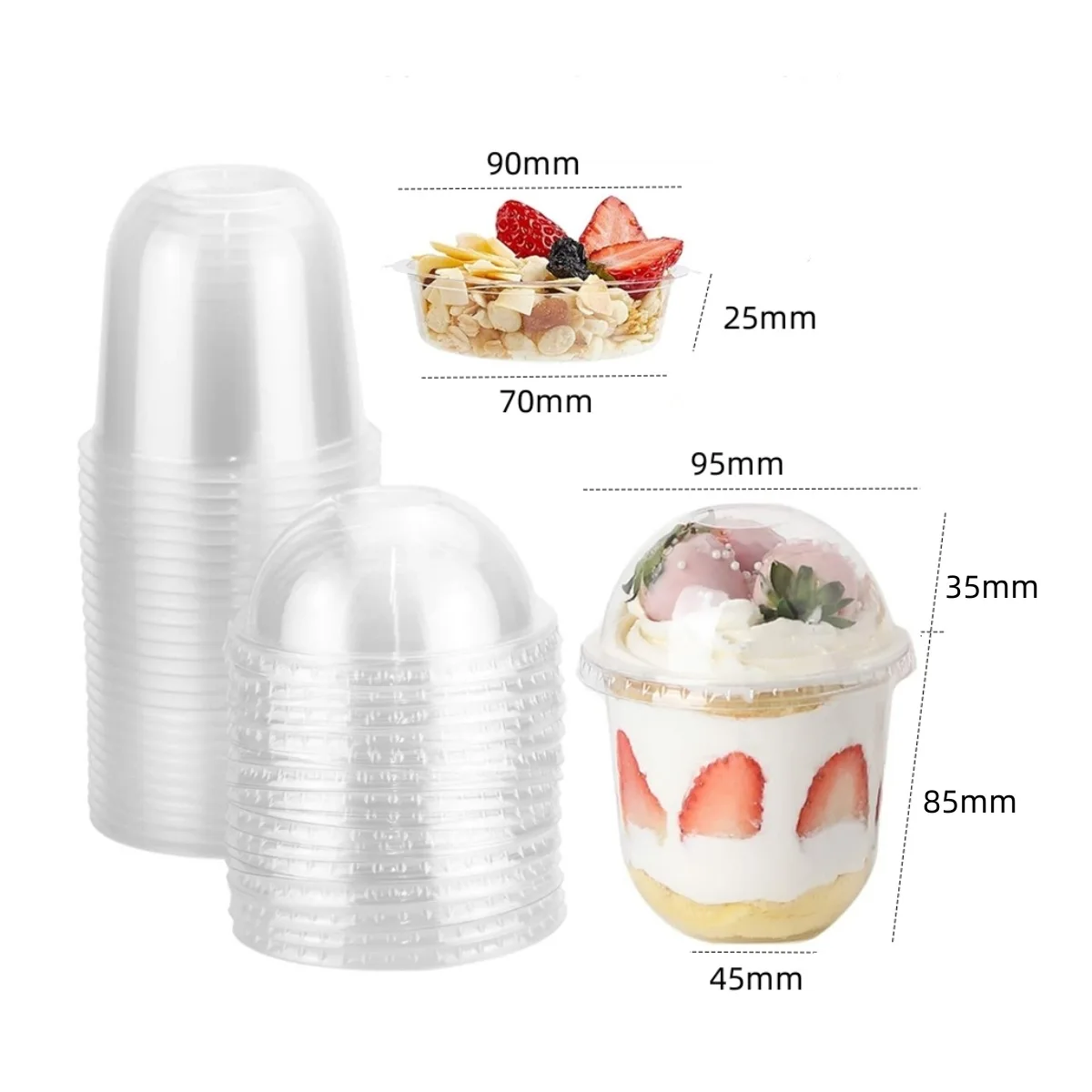Disposable Cup Wholesale 360ml Double Layer Yogurt With Inner Tray Ice Cream Plastic Yogurt Cup