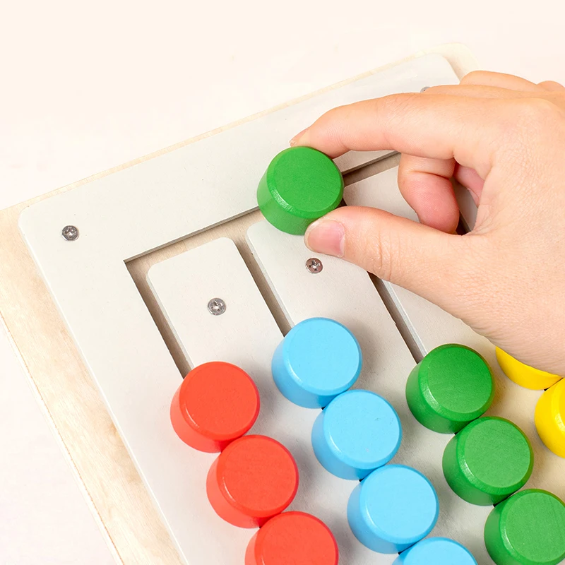 Montessori Four Color Game Learning Toys Slide Puzzle Matching Brain Teasers Logic Early Education Kindergarten