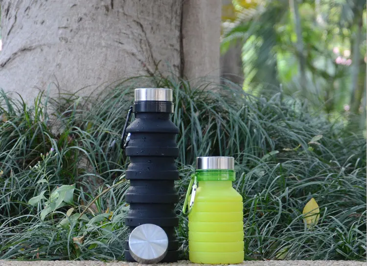 Customized Logo ECO BPA Free Foldable Sports Drinking Silicone Collapsible Water Bottle