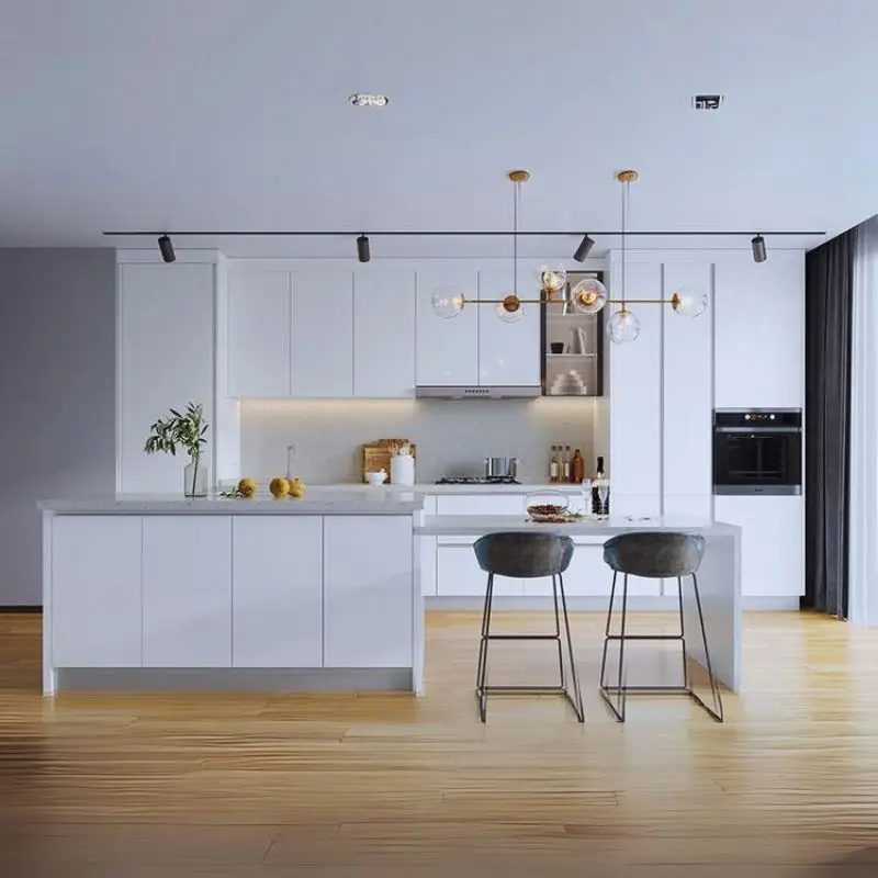 Pvc Top Full Furniture Cabinet Set Price Smart Kitchen Cabinet With Stove Modern Quartz Stone Kitchen
