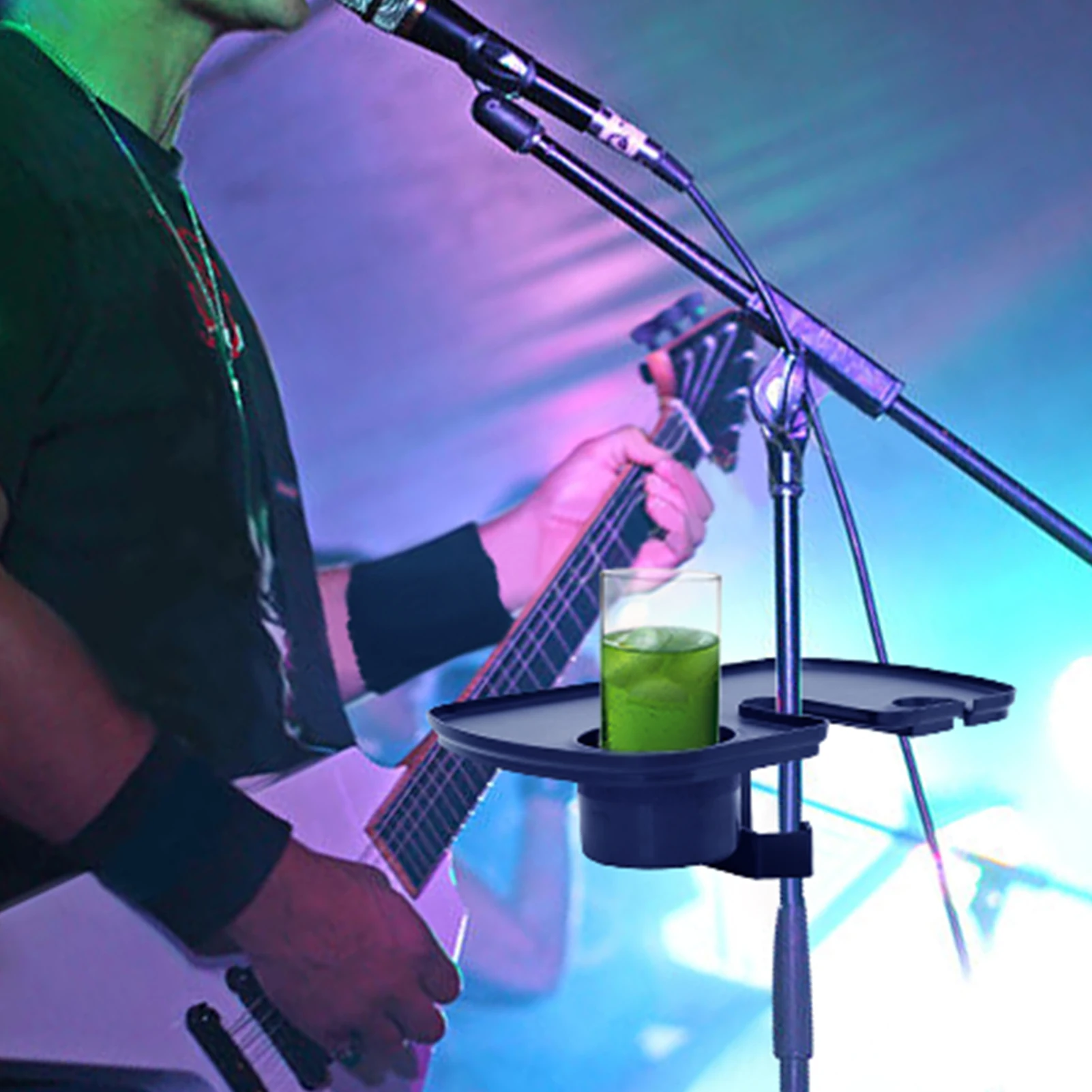 Concert Performance  Guitar Accessory Microphone Stand Clamp with cup holder and microphone  holder, Standard Tray accessory