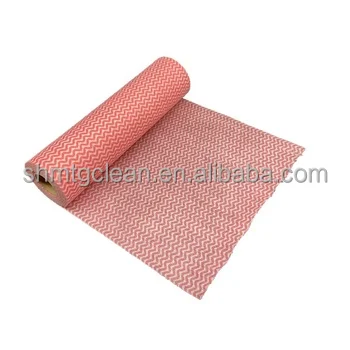Red Wave Print Disposable Kitchen Cleaning Cloths Water Absorbent Spunlace Nonwoven Cloth Household Nonwoven Kitchen Rag