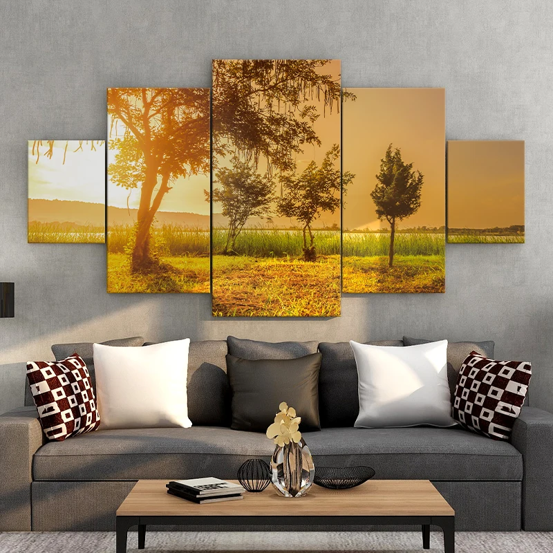 
5 piece modern handmade fine wall art natural scenery tree painting on canvas landscape print picture 