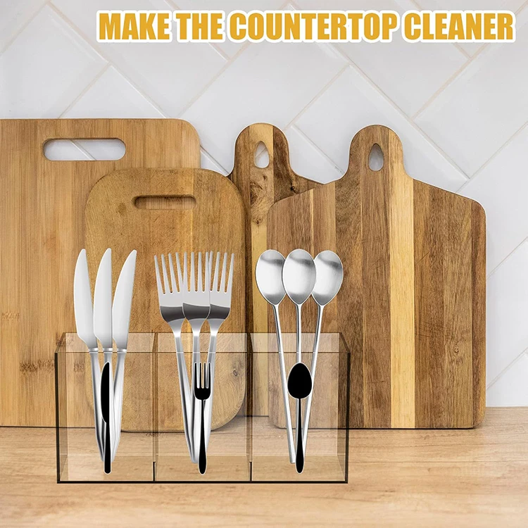 Acrylic Cutlery Storage Organizer Tableware Storage Box PMMA Storage Holder for Fork Knife Spoon