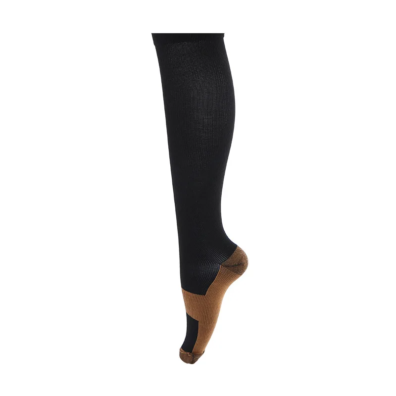Nylon Copper Fiber High Knee Sports Compression Tube Socks With Toe
