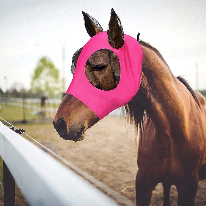 Comfortable Soft Fly Protect Horse Customize Mesh Flymask Horse Ears Elasticity Horse Breathable Veil