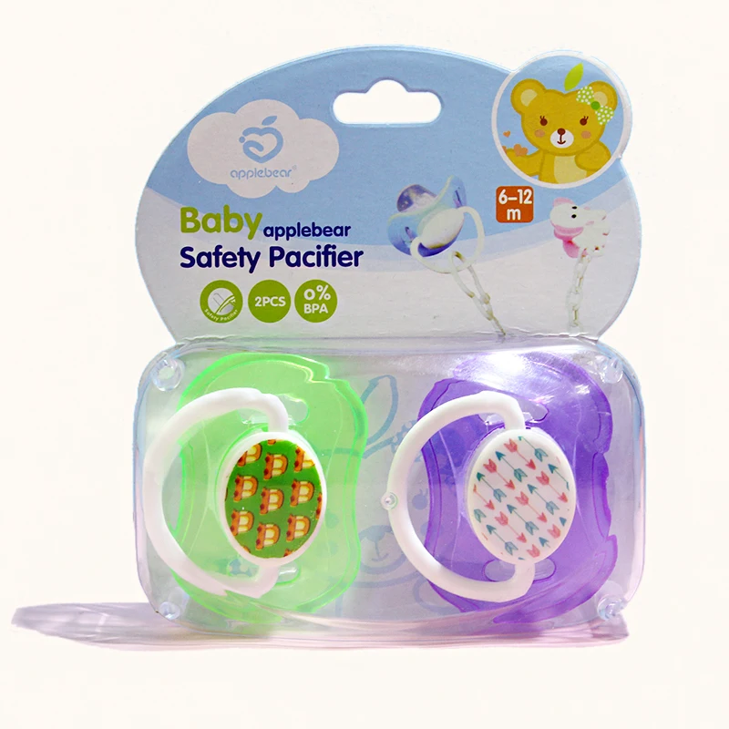 Fashion Cartoon Orthodontic Silica Gel Pacifier Teat with PP Handle Flat Nipple