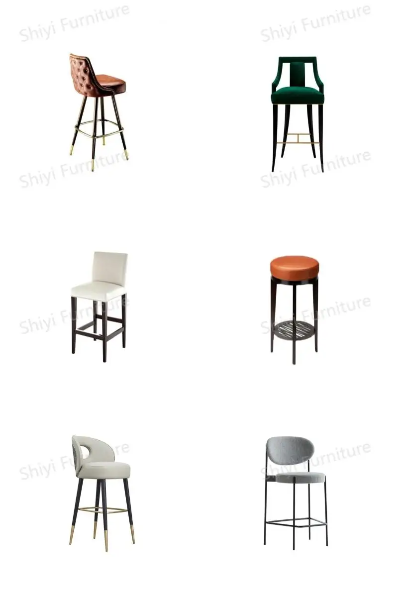 Luxury customized bar stool leather upholstery solid wood frame elegant high stool for restaurant bar and hotel furniture
