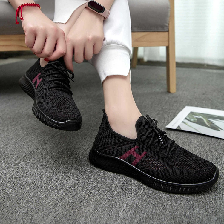 
Chinese Factory Pink Black Ladies Sports Shoes Low Prices Sports Shoes Sneakers Women 