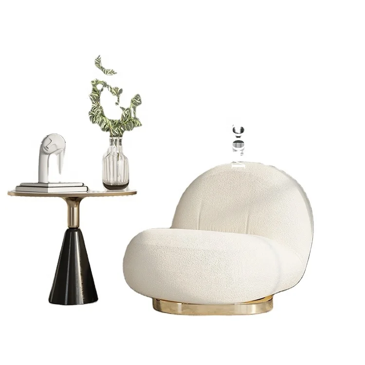 nordic velvet luxury  sofa chairs modern leather fabric leisure metal frame living room chairs furniture sofa chair cream