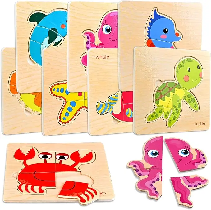 Wholesale Early Learning 3D Wooden Puzzles DIY Preschool Jigsaw Puzzles Educational Gift for Kids