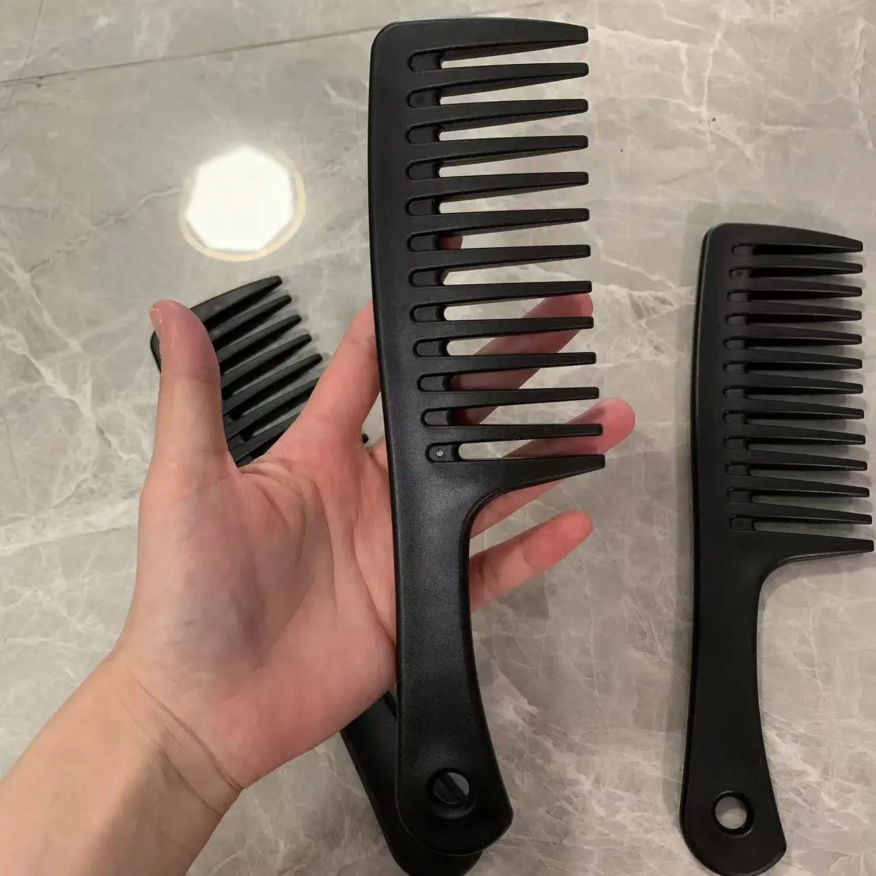 Black Large Wide Tooth Comb Detangler Detangling Hair Brush, Paddle Hair Comb, Best Styling Comb for Curly,Wet,Long Hair