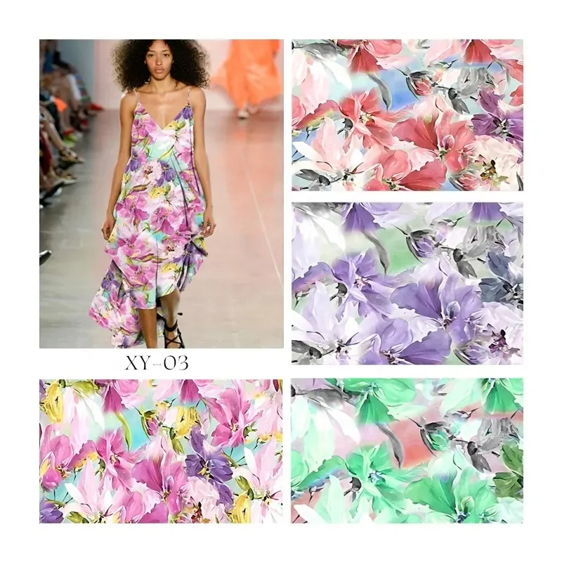 Factory price soft chiffon silk texture 100%polyester wholesale satin fabric for women dress