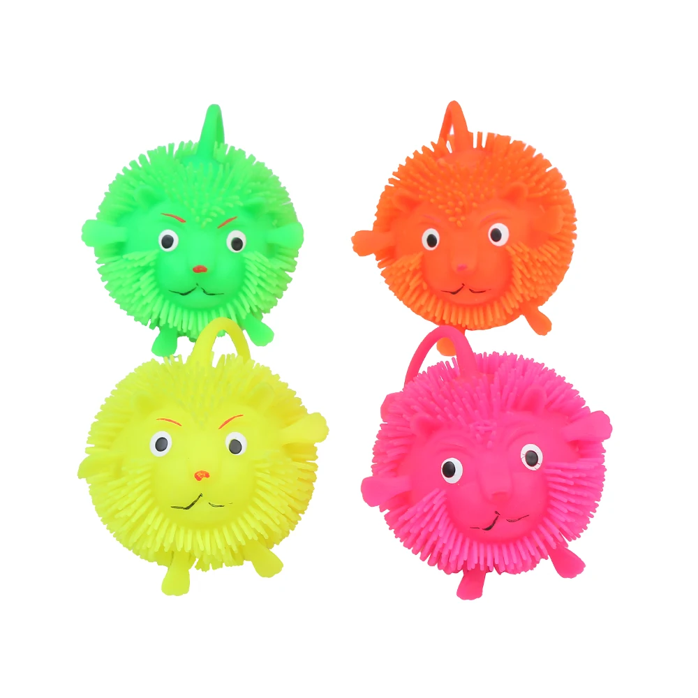 KEHUI Stress Reliever Stretch Toy Hot Style Fidget Lighting Animal Squeeze Toy Lion Puffer Ball For Kids