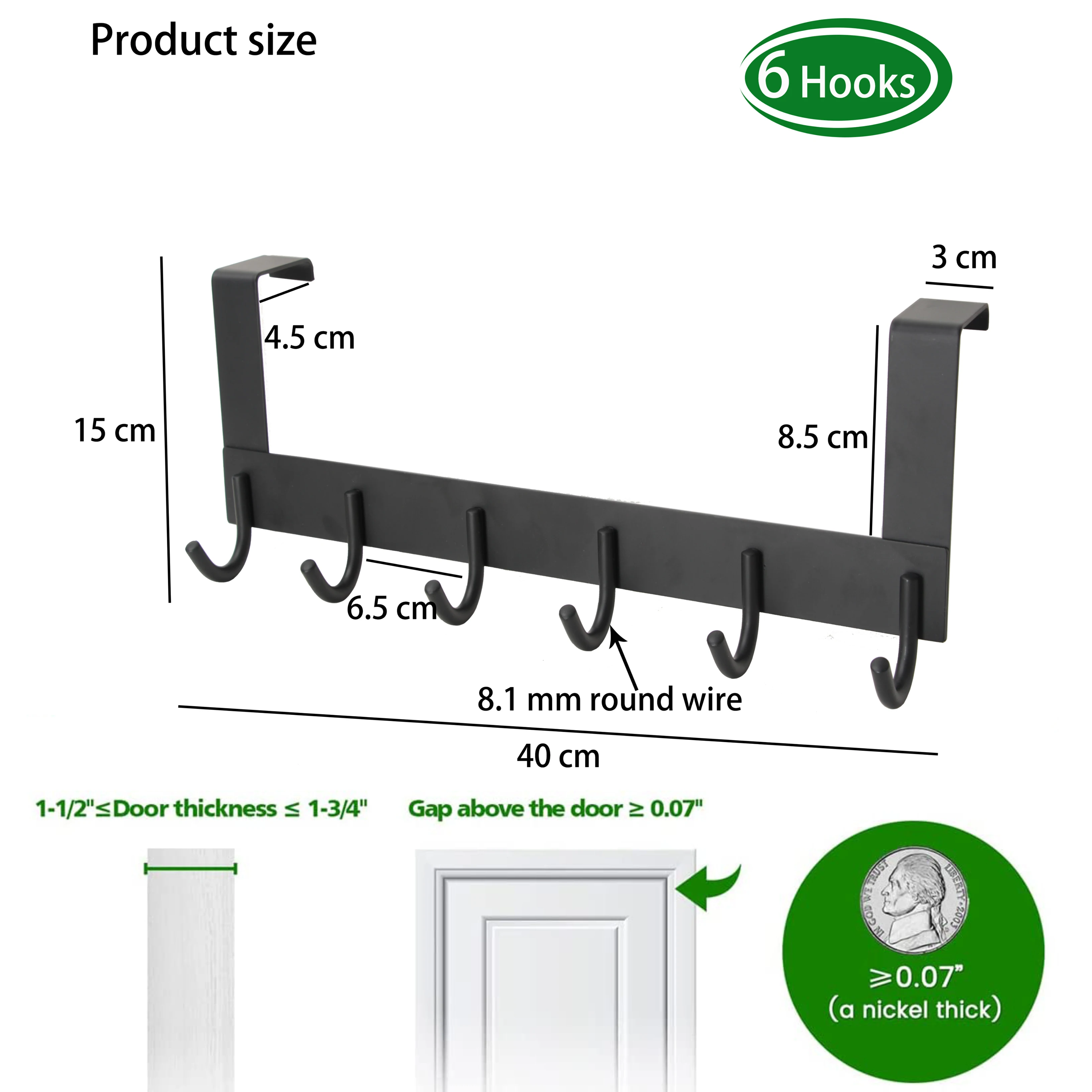 Heavy- duty Stainless steel 12 Hooks Cloth Hanging Towel Robe Hooks Over the Door Hooks Hanger