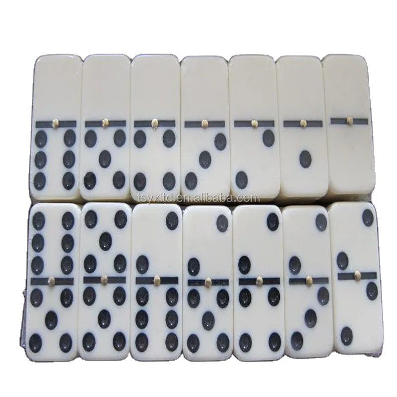 regular size of acrylic domino in wooden box with heat transfer printing at both side packing for set of Domino