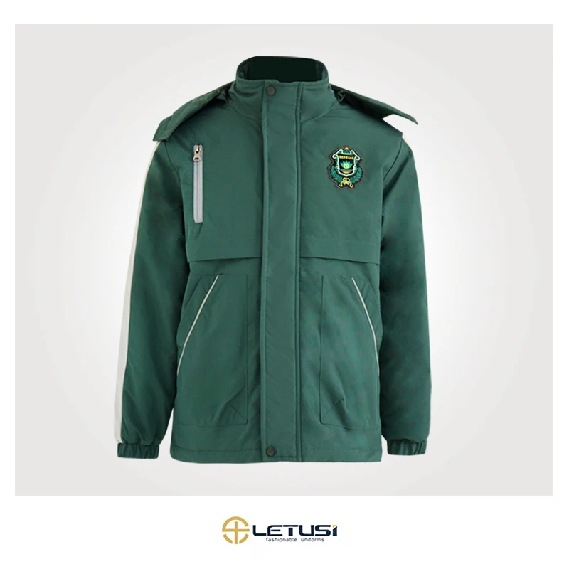 Letusi OEM ODM Thick Cotton Fabric Warm Coat Winter School Uniforms Primary Jacket Hoodies