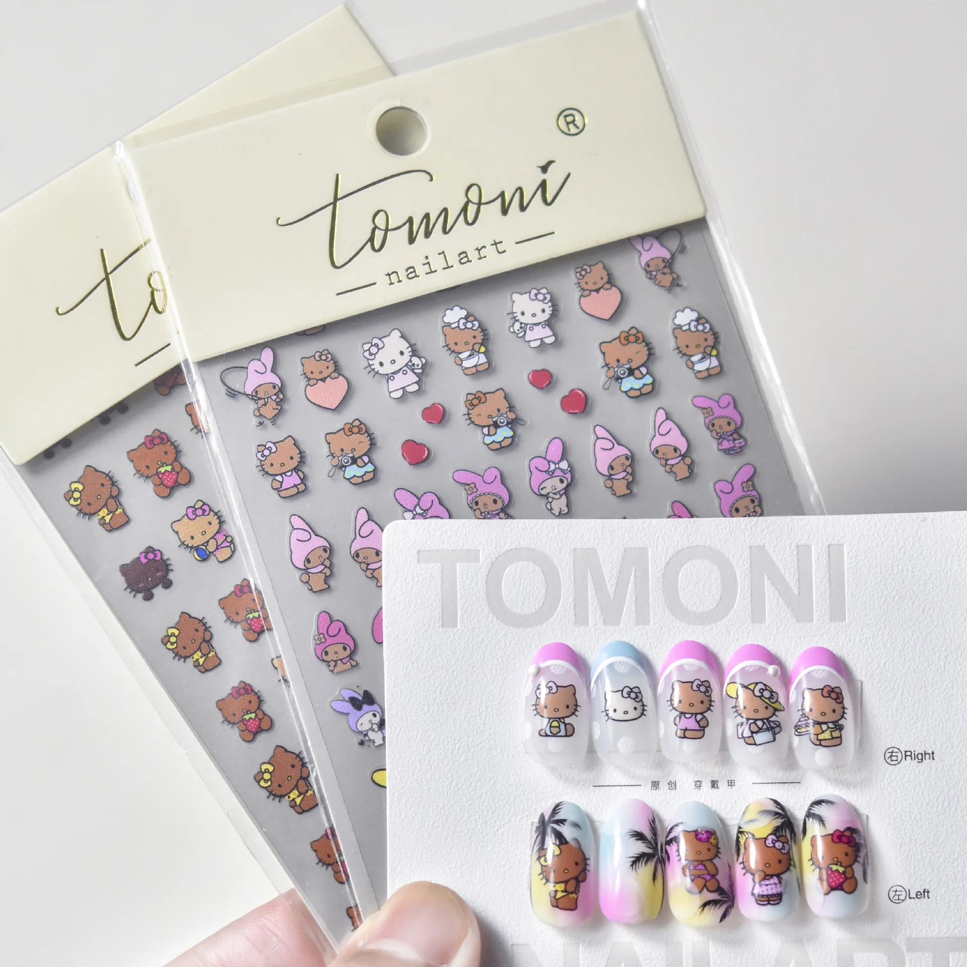 Hot Sale Cartoon KT Cat 3d Nail Stickers Kawaii Cat Design Cute Charms For Nail Art Decals